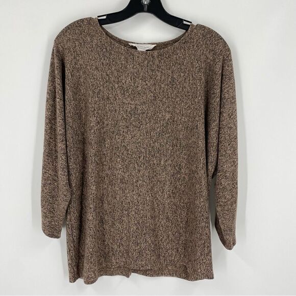 Workshop Women’s Brown Round Neck 3/4 Sleeve Blouse size L - Picture 1 of 3